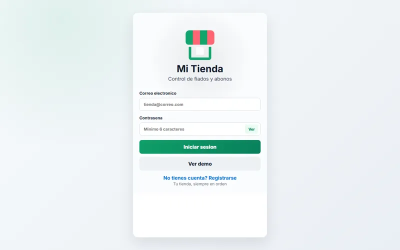 Captura de la app Mi Tienda Fiados