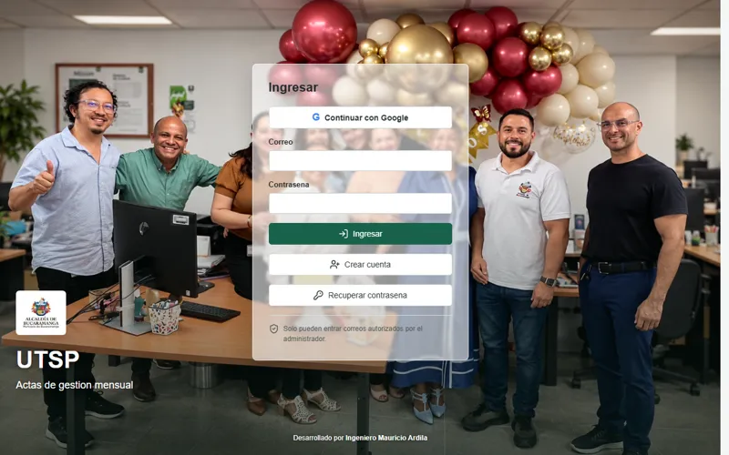 Captura de la app UTSP Actas de gestión